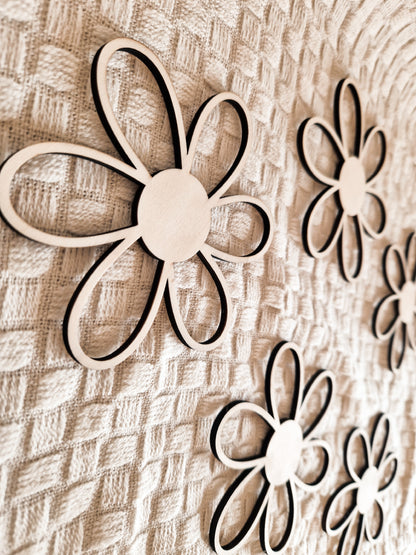 5er Holzblumen SET für Kinderzimmer Wanddekoration