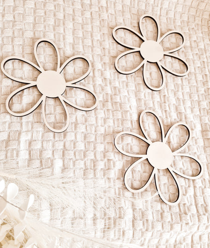 3er Holzblumen SET Wanddekoration