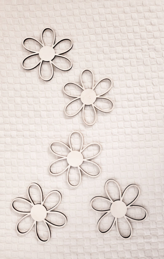 5er Holzblumen SET für Kinderzimmer Wanddekoration