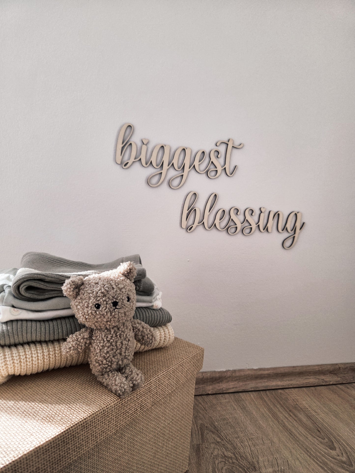 Wanddekoration Schriftzug " biggest blessing"