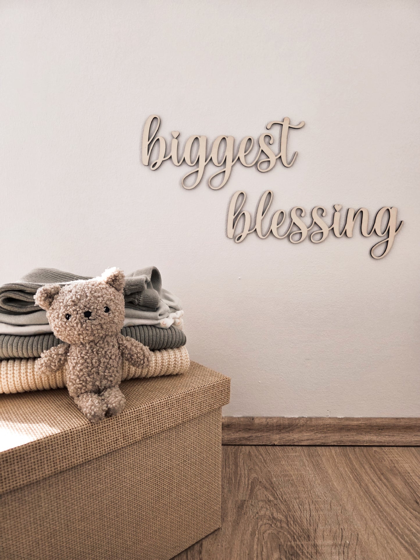 Wanddekoration Schriftzug " biggest blessing"