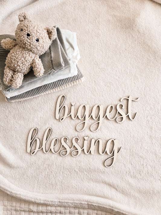 Wanddekoration Schriftzug " biggest blessing"