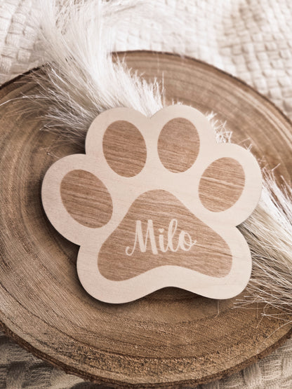 Tierpfote mit Namensgravur