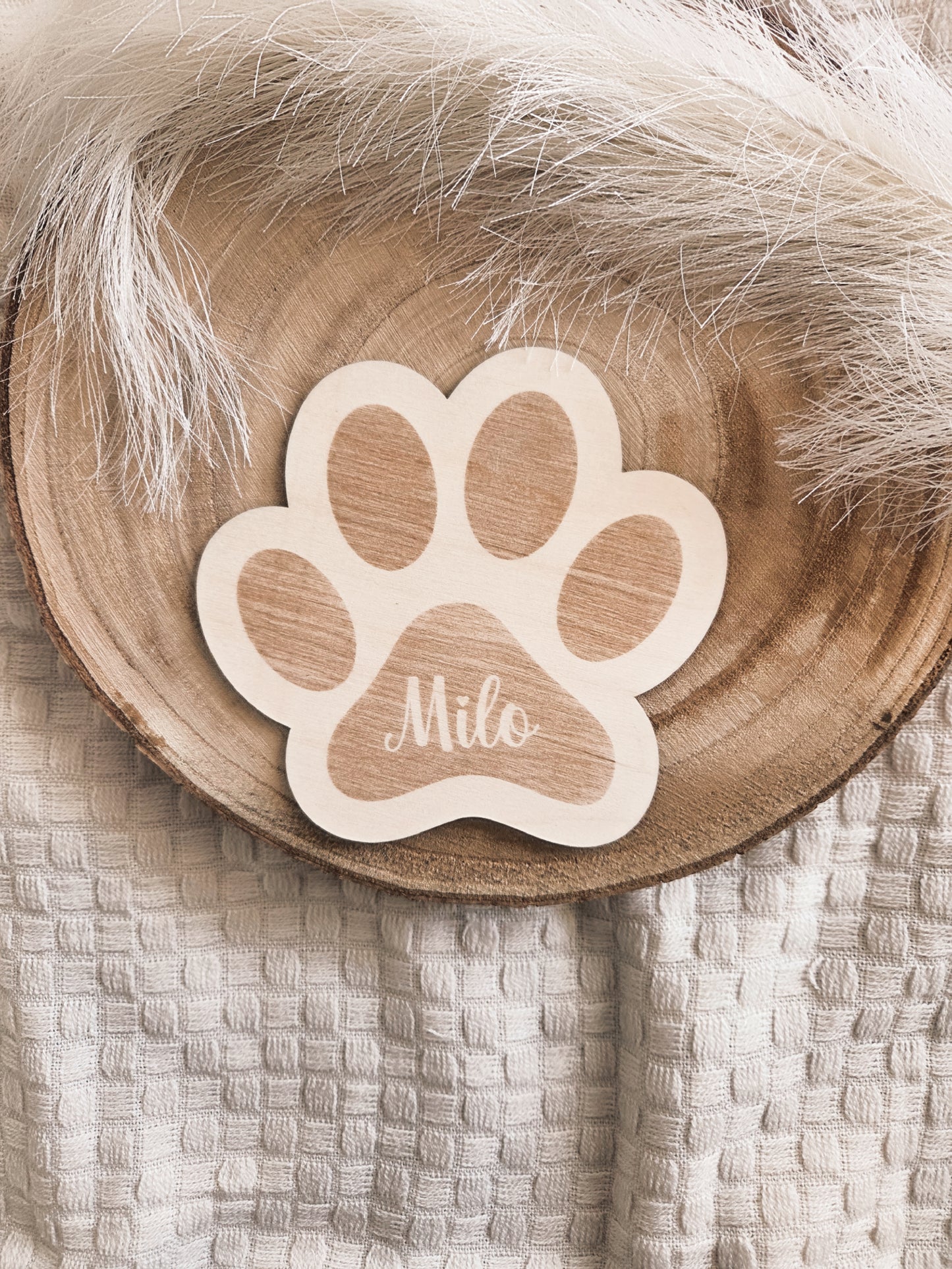 Tierpfote mit Namensgravur