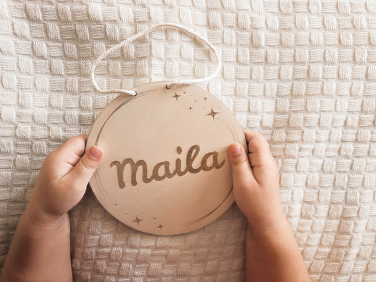 Personalisiertes Namensschild aus Holz