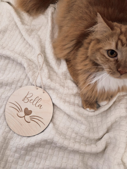 personalisiertes Holzschild Katze