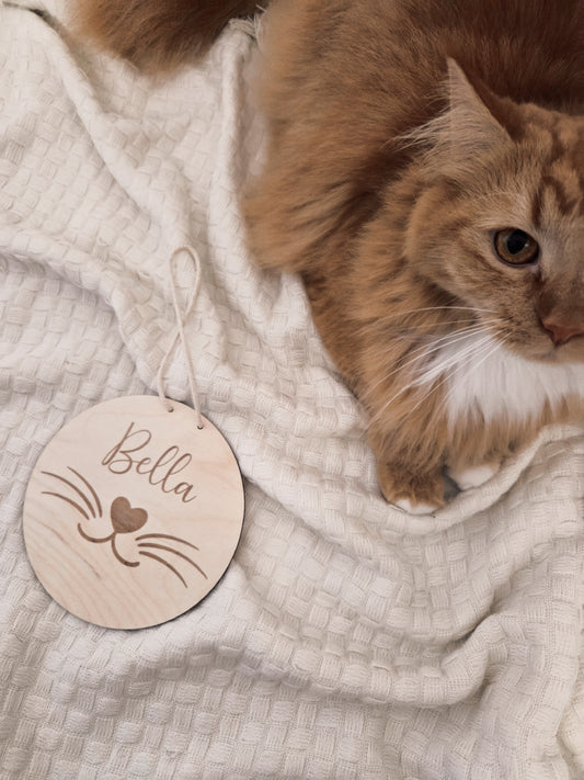 personalisiertes Holzschild Katze