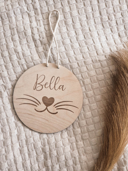 personalisiertes Holzschild Katze