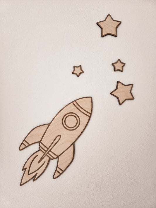 Rakete mit Sternen Wanddekoration