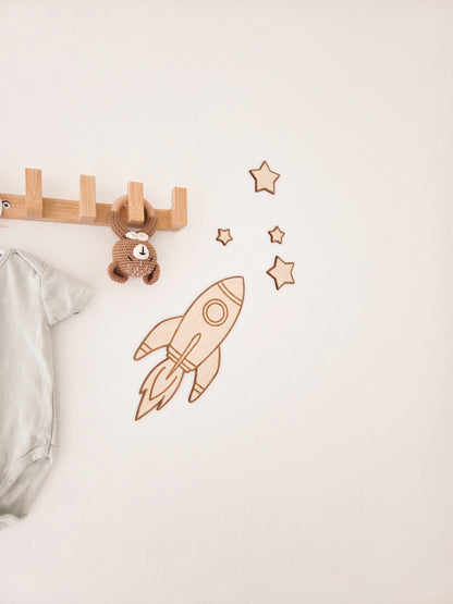 Rakete mit Sternen Wanddekoration