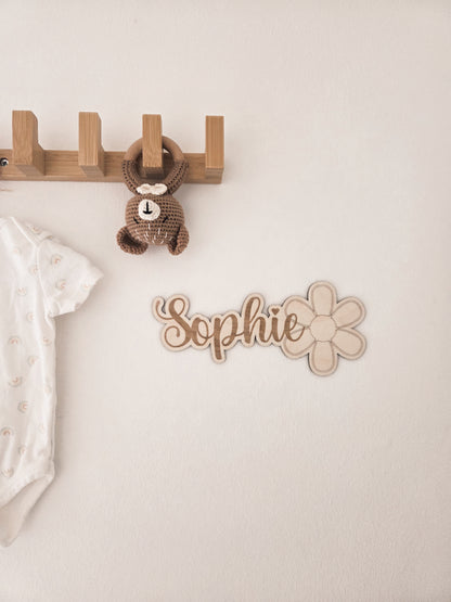 Namensschild mit Blume