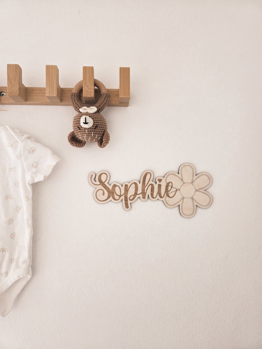 Namensschild mit Blume