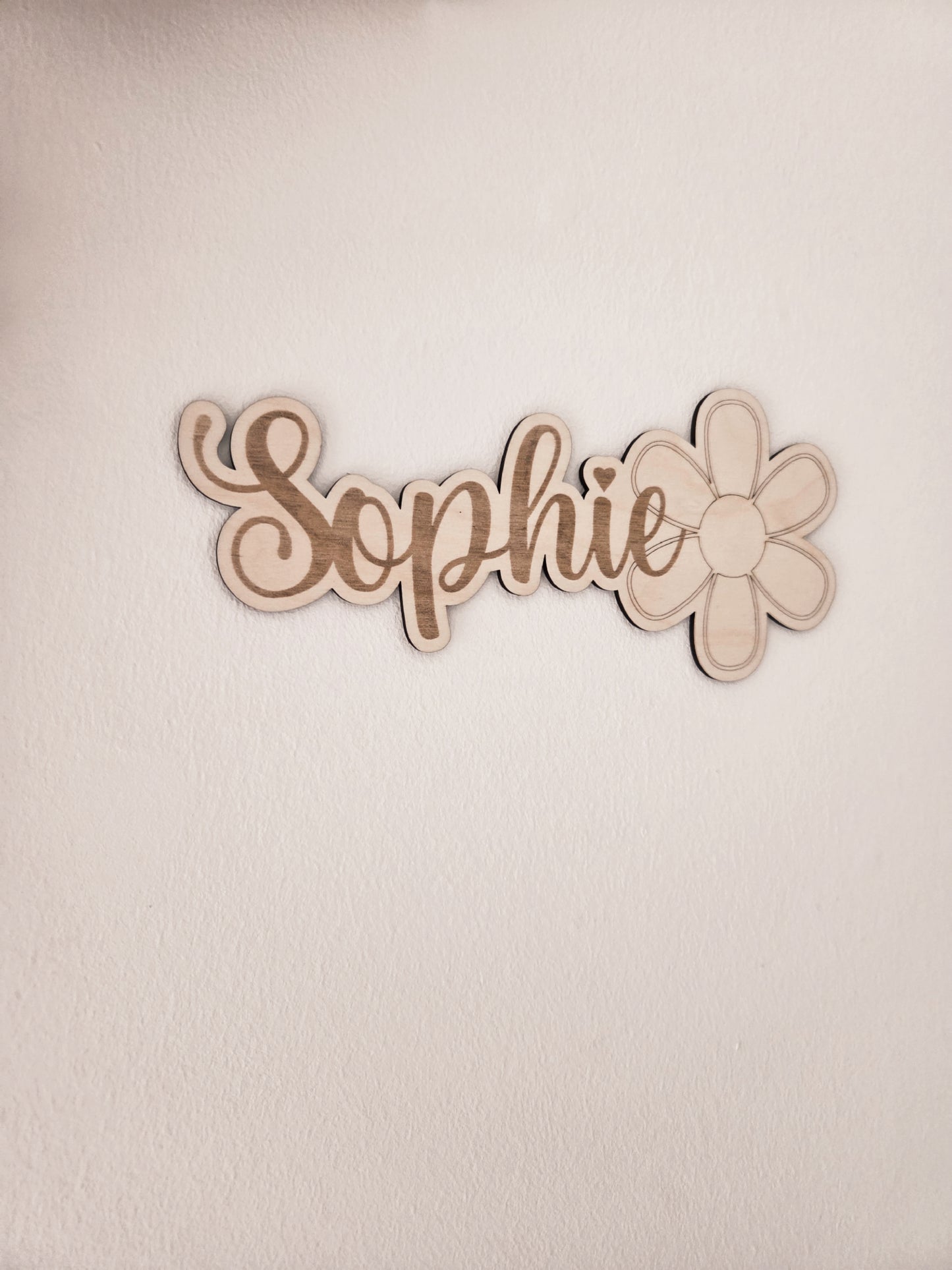 Namensschild mit Blume