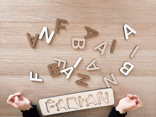 Namenschild Puzzle personalisiert aus Holz