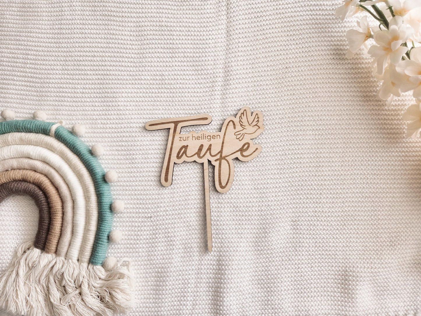 Caketopper Taufe aus Holz