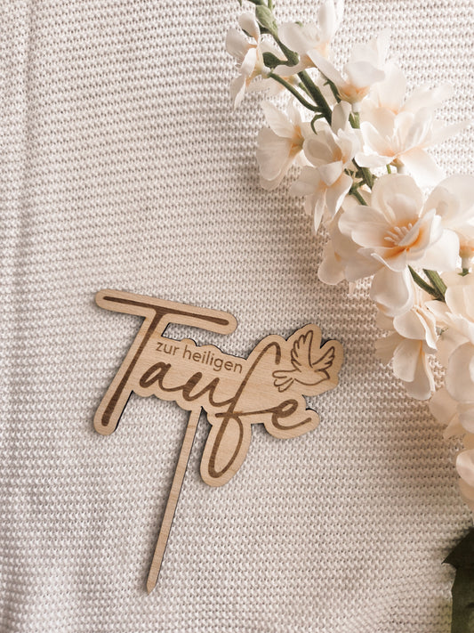 Caketopper Taufe aus Holz