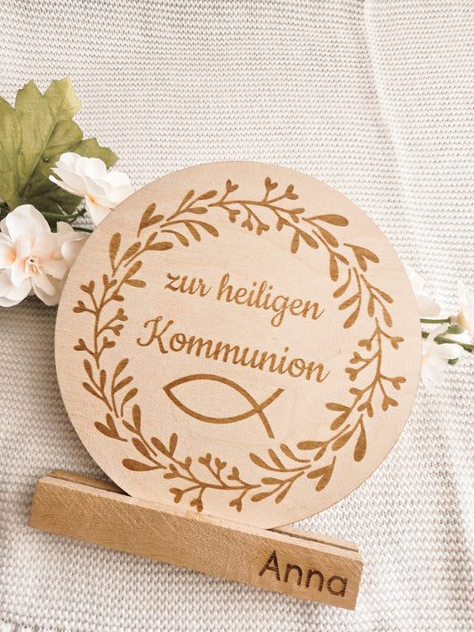 Holzschild Kommunion mit Steher