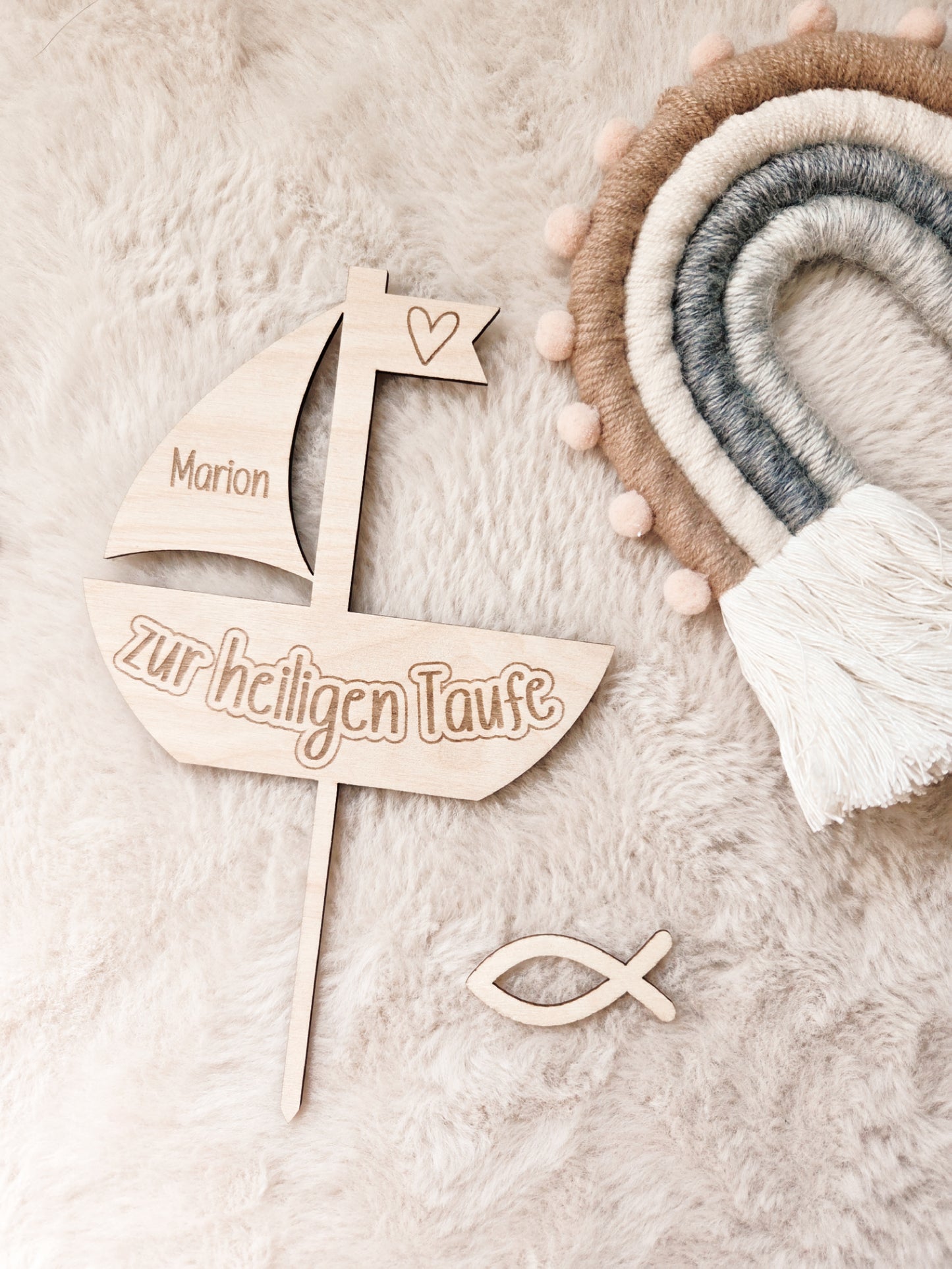 Caketopper Taufe aus Holz
