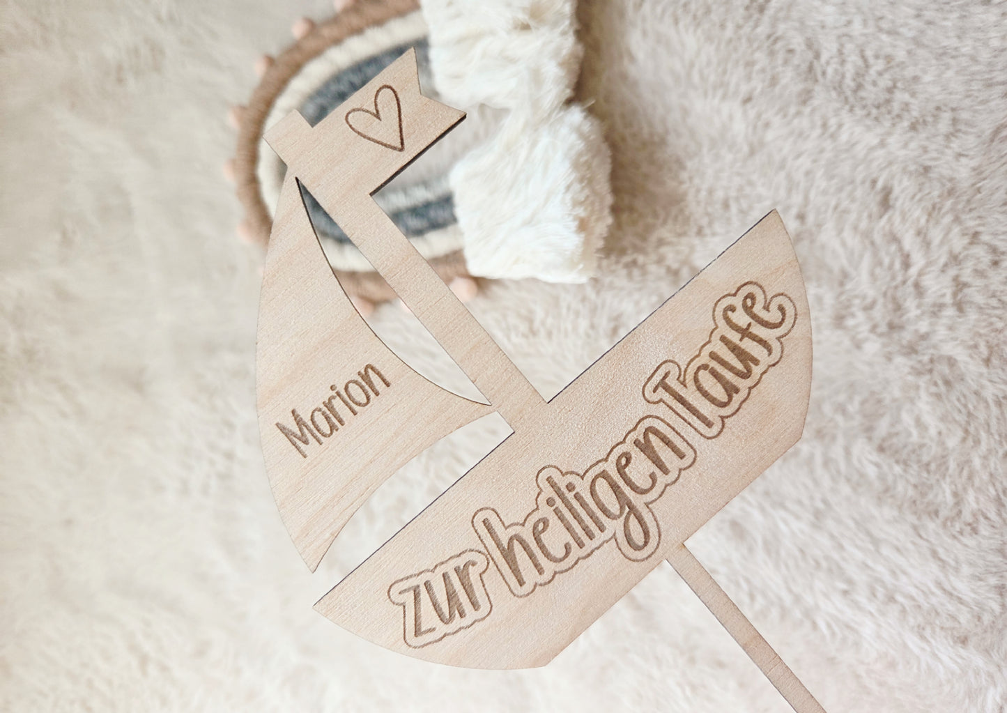 Caketopper Taufe aus Holz