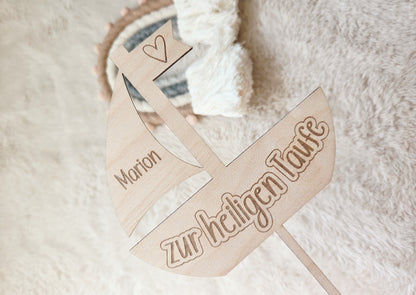 Caketopper Taufe aus Holz