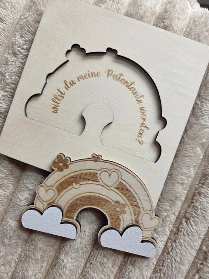 Patenfrage aus Holz – Willst du meine Patentante / mein Patenonkel werden? | Geschenk zur Patenanfrage