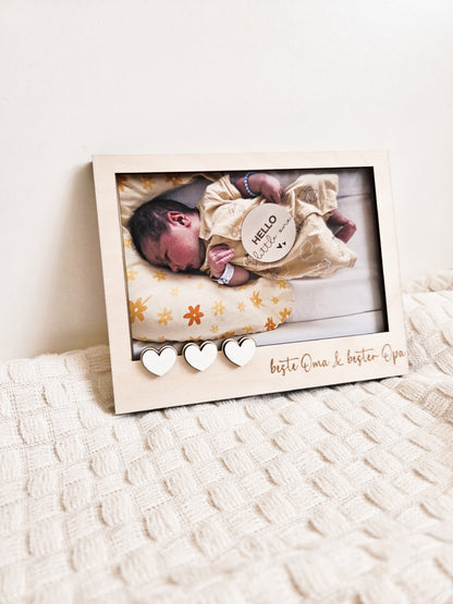 Bilderrahmen „Beste Oma & bester Opa“ aus Holz – liebevolles Geschenk für Großeltern