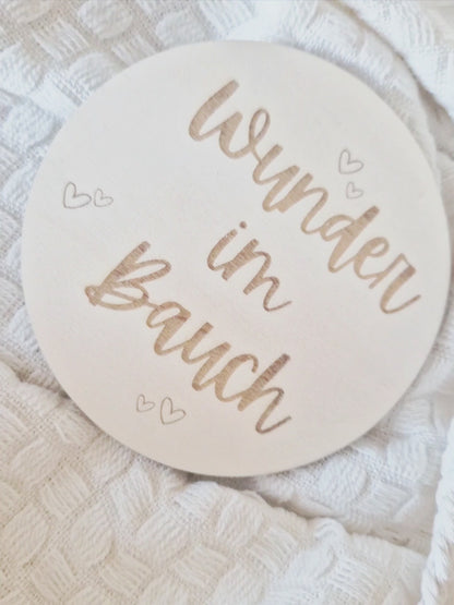 Liebe im Bauch, Wunder im Bauch Holzschild
