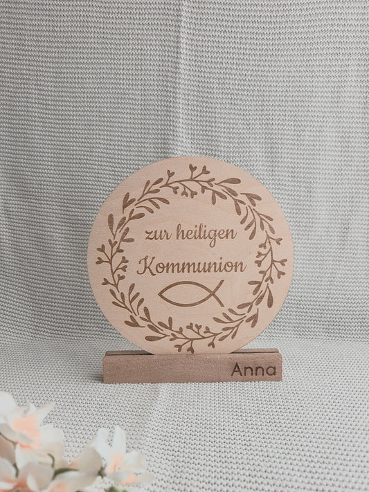 Holzschild Kommunion mit Steher