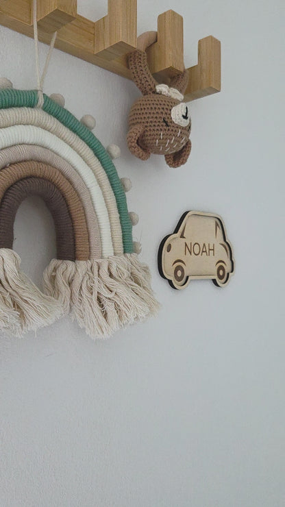 Personalisiertes Schild "Auto" mit Namen aus Holz