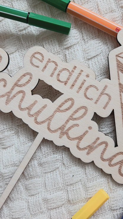 Einschulung Caketopper "endlich Schulkind"