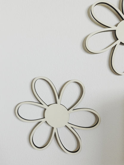 5er Holzblumen SET für Kinderzimmer Wanddekoration