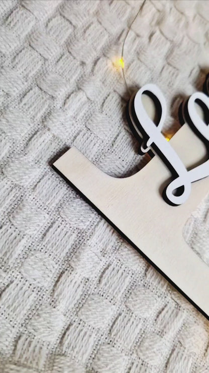 XXL Türschild mit Buchstabe & Namen – personalisierte Holzdeko