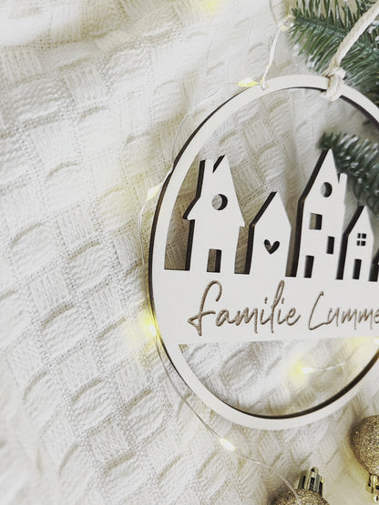 Weihnachtsschild aus Holz personalisiert mit Familienname